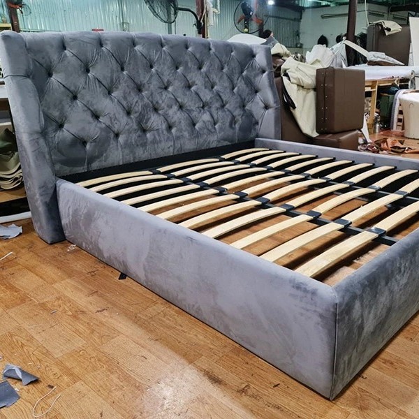 Giường ngủ đệm vải nhung hiện đại Pula PB19